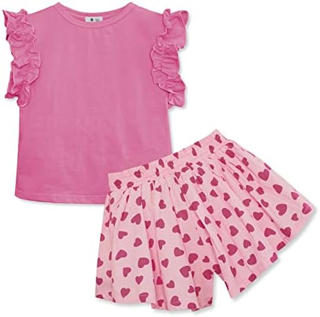 תלבושות קיץ פעוטות של MIIPAT לבנות צמרות שרוול פרחים ומכנסי הדפס פרחוניים סט 2 יחידות בגדי תינוקות