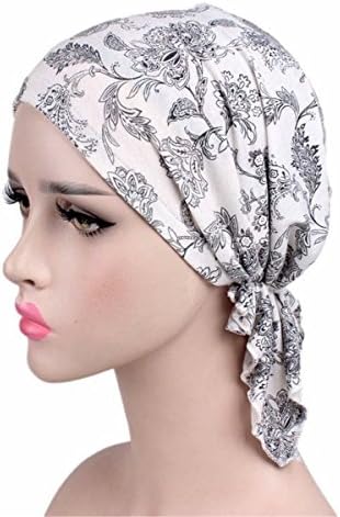 Qhome נשים כותנה בנדנה צעיף קשור לפני כובע כימו כפה טורבן לבוש ראש חולי סרטן נשים טורבנט