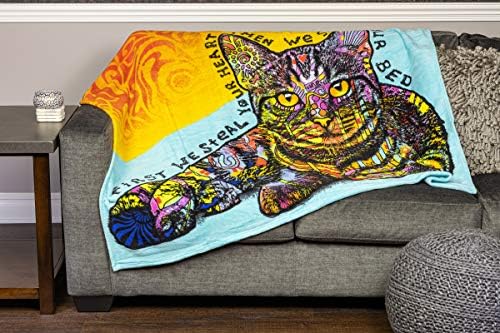 Dawhud ישיר צבעוני צמר פליס לחתול למיטה, 50 x 60 דין רוסו II פליס פליס זריקת שמיכה לנשים, גברים וילדים - שמיכת