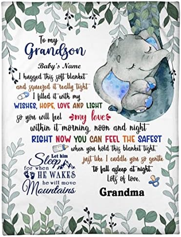שמיכה מותאמת אישית לנכד מהסבים והסבתות צמח פילים כרגע אתה יכול להרגיש את השם המותאם אישית הבטוח ביותר