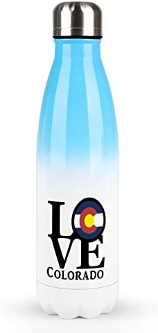 Love Colorado Flag 17oz Sport Water בקבוק נירוסטה ואקום מבודד צורת קולה בקבוק ספורט לשימוש חוזר