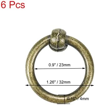 PASTLLA 6 יחידות משיכות טבעת ברונזה, משיכות טבעות ברונזה עתיקות משיכה משוך סגנון פשוט ידיות טבעת עגול