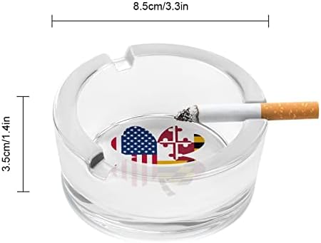 דגל מדינת מרילנד האמריקני שמרוק זכוכית מעשן מאפרה סיגריות סיגריות עגול מגש אפר מארז לחוץ מקורה