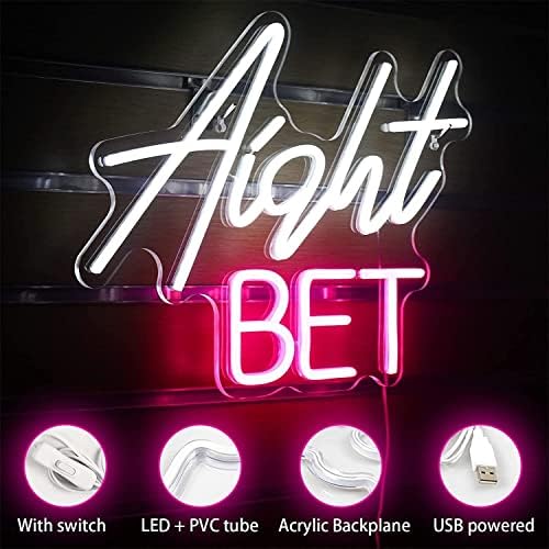 Dvtel aight bet led שלט ניאון, משחק בהתאמה אישית של משחק מואר אורות לילה USB אורות ניאון אקריליים, שלט זוהר תלוי