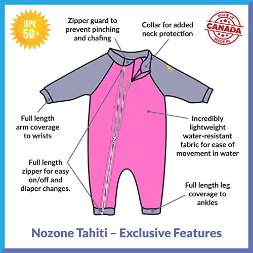 NOZONE TAHITI מלא רוכסן בגד ים מגן מגן, UPF 50+, בבחירת הצבעים שלך