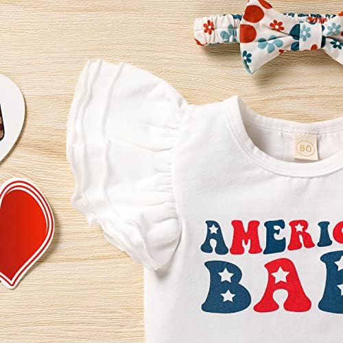 תינוקת פעוטות תינוקת 4 ביולי תלבושות עם שרוול קצר מכתב חולצה חולצה