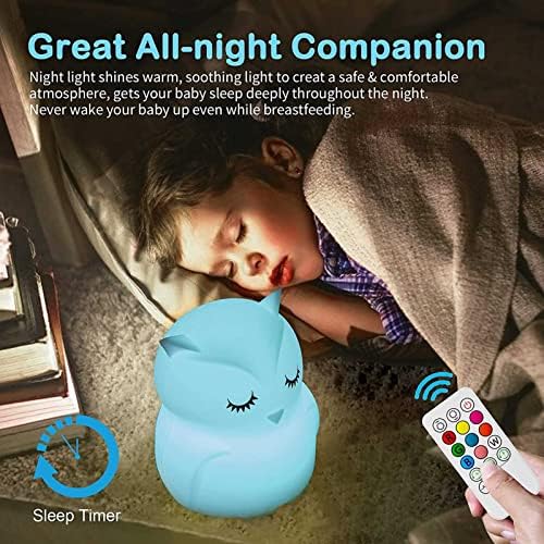 תינוק סיליקון לילה אור, 9 צבעים שינוי הוביל משתלת מנורת עם מגע חיישן ושלט רחוק, נטענת, עבור משתלת,