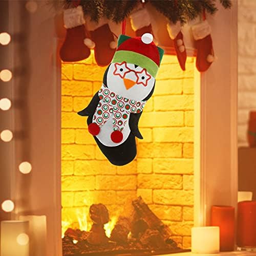 תיק קישוט מתנה לגרב תיק חג המולד לתיק משפחתי נושא גרב תיק חג חג המולד ממתקים מתאימים תפאורה ביתית מתנדנדת פינגווין