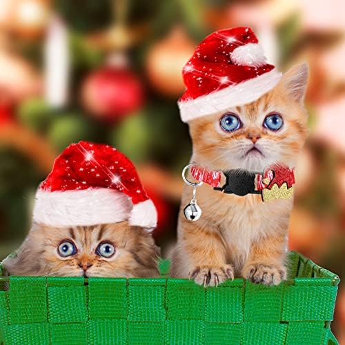 8 חתיכות חג המולד חתול צווארון מתכוונן חתלתול חג המולד צווארון חתול הבדלני קולרים עם עם נשלף סנטה