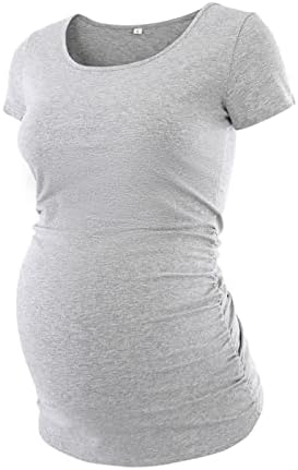 חולצות הריון לנשים עם שרוול קצר חולצות הריון עם צוואר עגול 3 חבילות