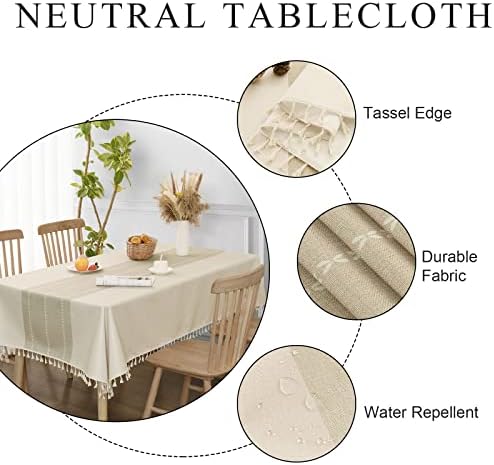 יוטה בז ' שולחן בגדי עבור 7 רגל מלבן שולחנות מלבני כפרי מפת שולחן במשקל כבד מרקם מפת שולחן מלבני ניטראלי