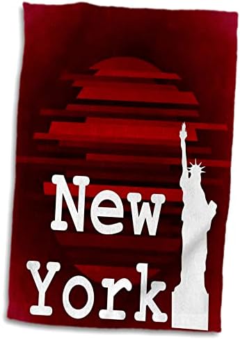 3 דרוז ניו יורק מכתבים לבנים ופסל חירות על רקע אדום - מגבות