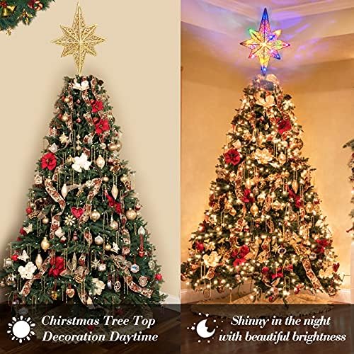 גוסטוק סיבוב עץ חג המולד טופר טופר אור, עץ צבעוני עליון אור עליון, טופר עץ נוצץ נוצץ נוצץ נוצץ עם אור