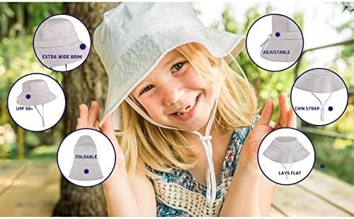 כובע שמש רחב מתכוונן - כובע דלי קיץ לפעוט תינוקות וילדים UPF 50+