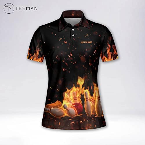 Teeman מותאם אישית תלת מימד חולצות באולינג מצחיקות לנשים רטרו, חולצת צוות באולינג בהתאמה אישית
