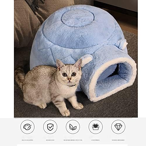 עצמי התחממות חתול מיטה - כחול דינוזאור צורת חתול שק שינה מיטת כרית עבור קטן בינוני חתלתול כלב חתול