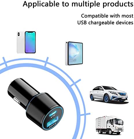 UEREHEPO 45W מטען לרכב USB C, PD30W & QC3.0 יציאות כפולות מהיר טעינה מהירה מתאם קל יותר תואם לאייפון 14 13 12