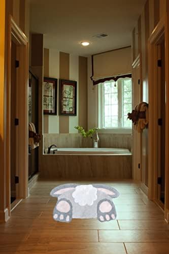 חוגגים שטיח אמבטיה של זנב ארנב פסחא, עיצוב אמבטיה באביב, ערימת כותנה קטיפה 20X30 אינץ '