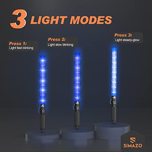 Simazo 2 Pieces Signal 21 אינץ 'שרביט תנועה עם 2 מצבי מהבהב & 9 נורות LED, שרביט בטיחות תנועה עם