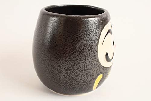 מינו כלי חרס יפני ספל ספל דארומה צורת שחור מט מיוצר ביפן CPM012