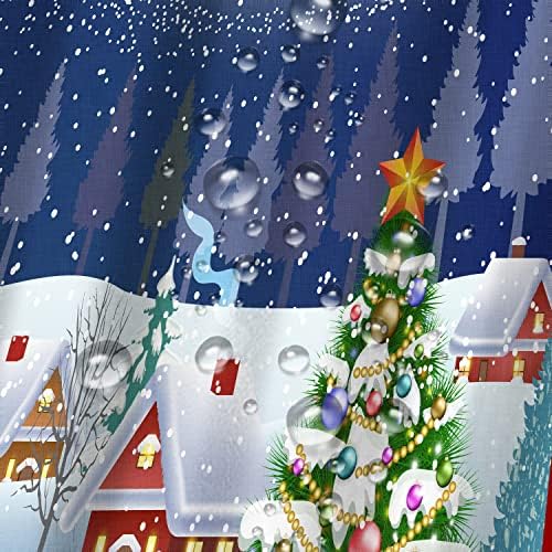 וילון מקלחת שלג של שלג של שלג, וילון שלג, חג מולד חג המולד חג המולד קריקטורה בכחול חג המולד הבד וילון