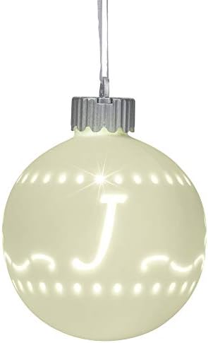 מארק פלששטיין ושות 'J LED מונוגרמה ביסק לבן 4 x 4 חרסינה קרמיקה דקורטיבית קישוט לחג המולד