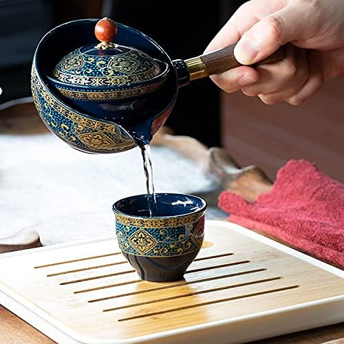 ערכת תה תה ניידת של חרסינה סינית סט סיני עם יצרנית תה סיבוב של 360 ונייד ניידים בשקית מתנה אחת