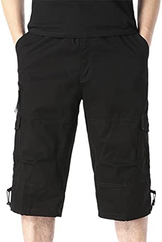 Miashui Little L גברים מזדמנים קיץ מוצק אמצע מותניים מותניים אלסטיים מכנסיים קצרים מטען רופפים עם מכנסי