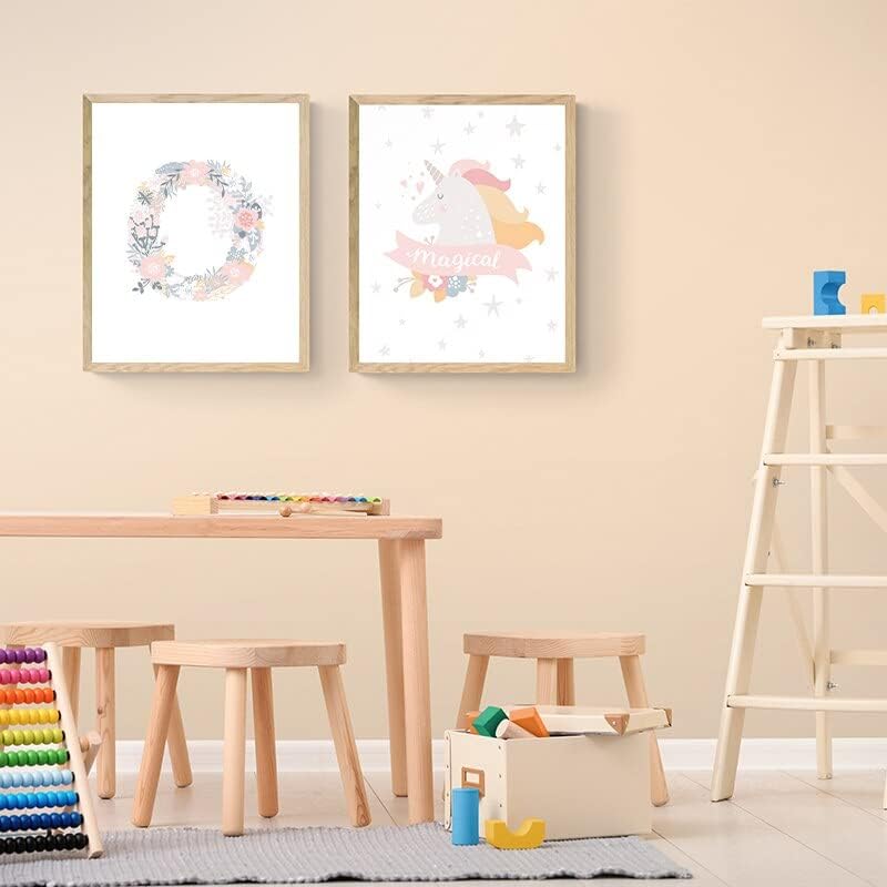 ווטרון פרחוני אלפבית אותיות קיר אמנות בד והדפסי עבור ורוד תינוק חדר תפאורה חדר דקור