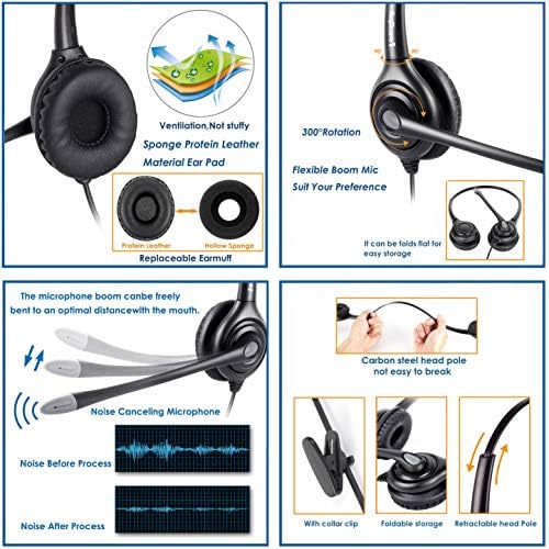 אוזניות USB של VoiceJoy עם אוזניות מחשב מתאם ניתוק מהיר עם ביטול רעשי מיקרופון, אוזניות קווית