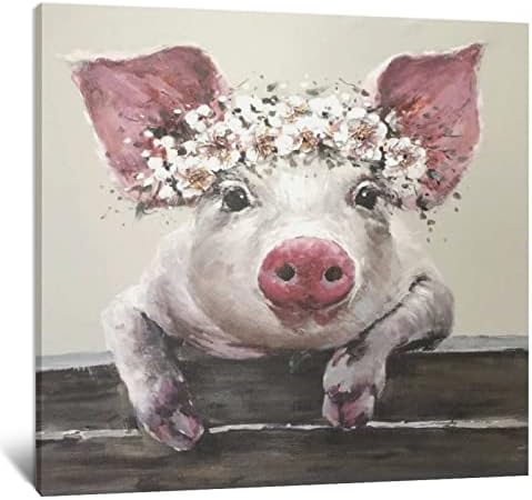 חזירי Liijpgg עם כתרי פרחים פוסטר אמנות קנבס ואמנות קיר מודרני מודרני פוסטרים לעיצוב חדר שינה