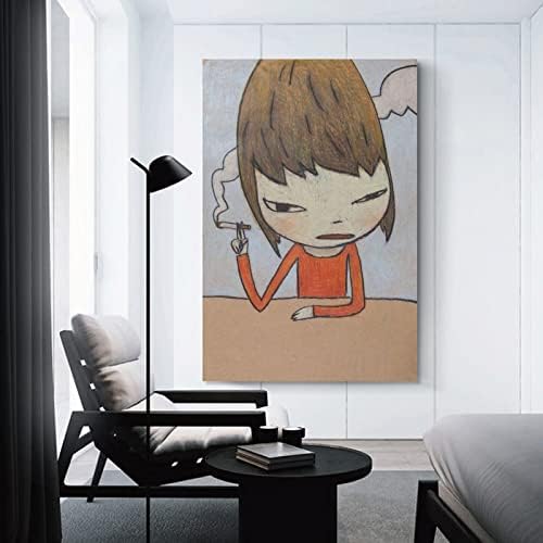 פוסטר אמנות Yoshitomo Nara על חדר הקיר תפאורה לחדר אמבטיה פוסטר הדפסת בד והדפס תמונה בד צביעה פוסטר אמנות קיר