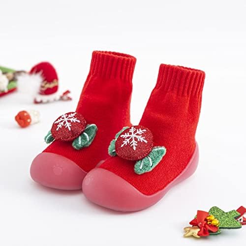 חג המולד תינוקות תינוק פעוט בני בנות קריקטורה אוזני רצפת גרבי החלקה תינוק צעד נעלי שחור שמלת נעליים עבור