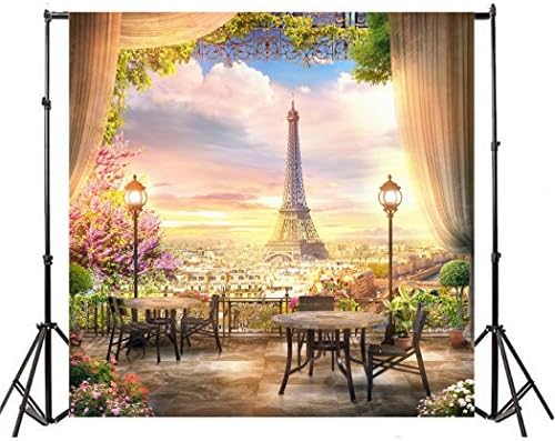 8 * 8 רגל צרפתית חלומי פריז אייפל מגדל רקע וילון פרחים עיר נוף צילום רקע יוטיוב תא צילום סטודיו נכס