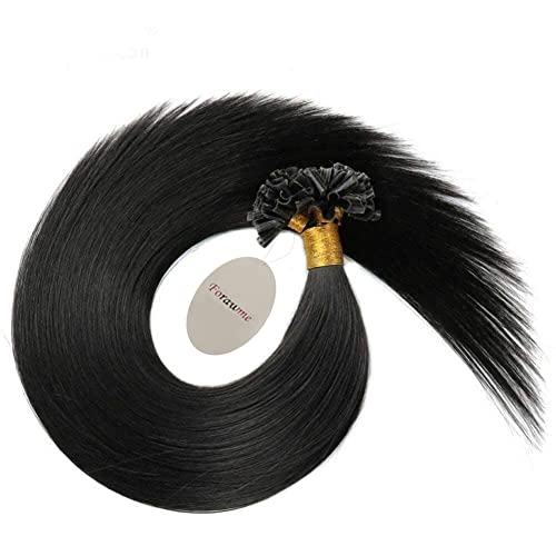 100 רמי שיער טבעי נייל טיפ היתוך פאה בלתי נראה קרטין הרחבות 1 שחור 22 אינץ 100 גרם אריזה 1 גרם / גדיל
