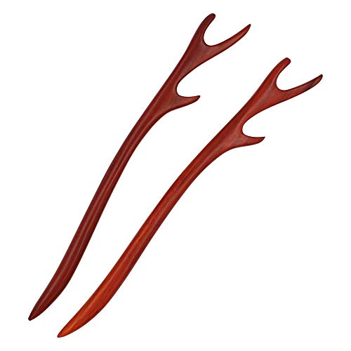 אמיתי סיק-טבעי אדום אלמוג שיער מקלות לנשים-סט של 2-קיימא רטרו בוהו אופנה אמיתי עץ מקלות אכילה שיער