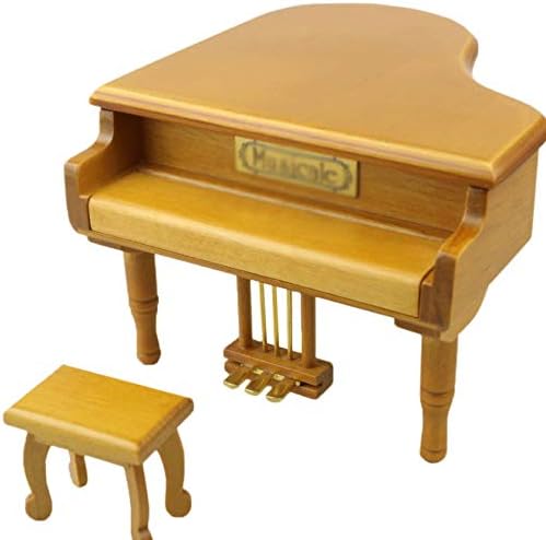 קופסת מוסיקה בצורת פסנתר צהוב ליוזה, מתנת יום הולדת יצירתית עם שרפרף קטן, תיבת מוסיקה לקישוט מאהב