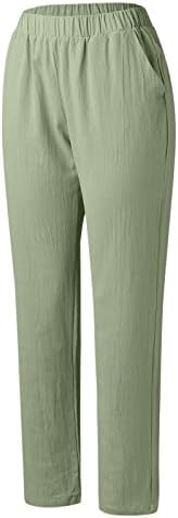 נשים גבוהה מותן מקרית רחב רגל ארוך פאלאצו מכנסיים מוצק צבע כותנה פשתן רופף זורם רחב רגל מכנסיים עם