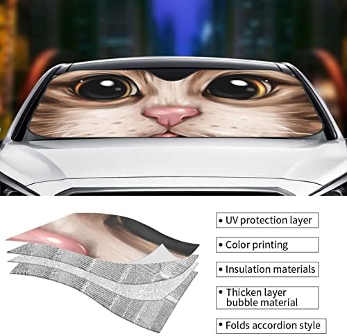 מכונית חתול צל שמש גוון משמשה קדמית קרני UV שמרו על מכסה מגן קדמי של רכב קדמי קדמי כיסוי מתקפל למשאית