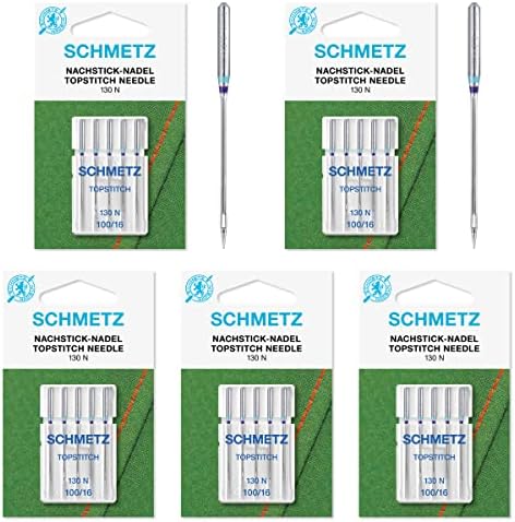 25 מחטים של מכונת תפירה של Schmetz Topstitch 130 N גודל 100/16