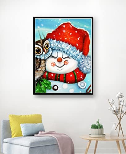 ציור יהלום 5 ד למבוגרים חג המולד, איש שלג אמנות יהלום, צבע עם ערכות יהלומים מקדח מלא עגול תפר