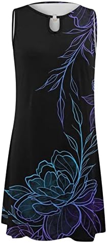 פוקאל שמלות קיץ לנשים 2023 חוף הולו מתוך צוואר אופנה ללא שרוולים הדפס פרחוני שמלה קיצית נדנדה מיני