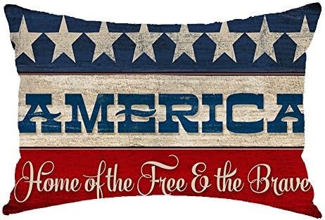 יום העצמאות שמח דגל אמריקאי דגל בית חינם בגלל ריבוע פשתן הכותנה האמיץ לזרוק כרית המותניים מארז כרית