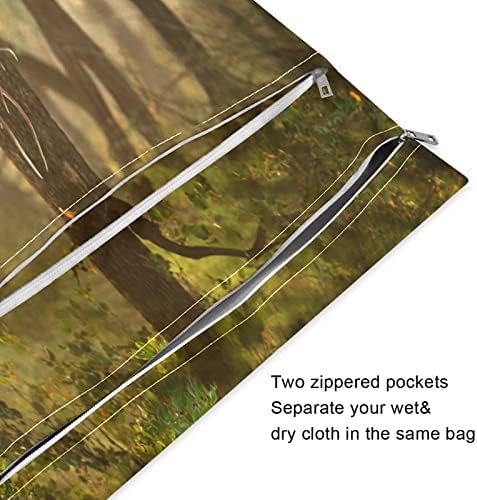 צבי יער ZZXXB שקית רטובה אטומה למים חיתול בד לשימוש חוזר תיק יבש רטוב עם כיס רוכסן לטיול בריכת חוף כושר