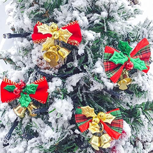 Jobotrap 40 יחידות קשתות חג מולד קטנות עם פעמונים עץ חג המולד קישוט תלייה קופסאות מתנה עיצוב