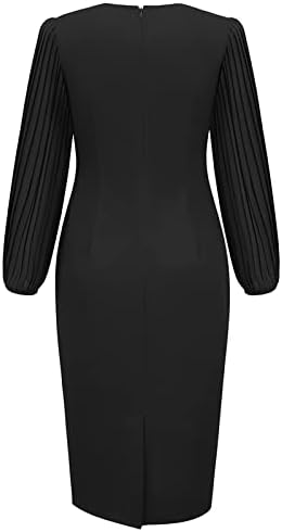 שמלת סוודר של נוקמופו צבע אחיד של נשים צוואר עגול עגול א-קו שרוול ארוך שמלת שמלות נדנדה משמרת
