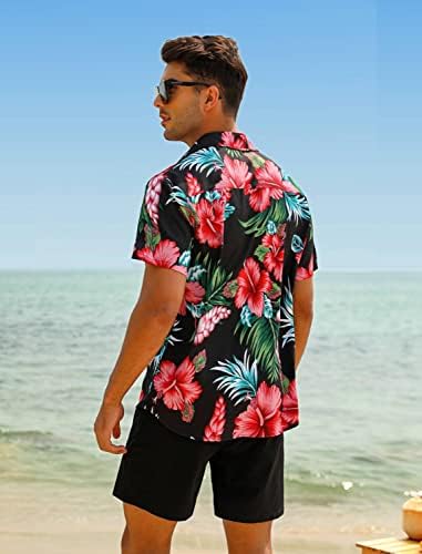 חולצת פרחים לגברים של Eishopereer מערכים הוואי מערכים כפתור מזדמן למטה חולצה שרוול קצר ומכנסי חוף