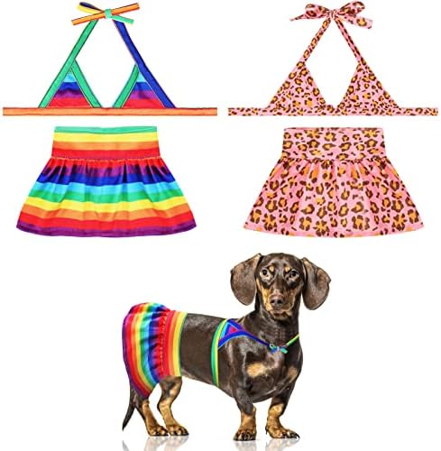 תלבושת ביקיני כלבים של Gindoor, 2 חתיכות בגד ים כלבים מתכווננים בגד ים בגד ים כלב שמלת רחצה בגדי
