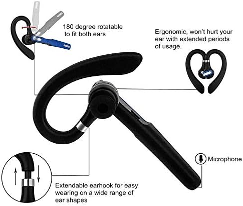 Candeo Bluetooth אוזניות v4.2, אוזניות אוזניות אלחוטיות של Bluetooth, ללא ידיים עם מיקרון ביטול