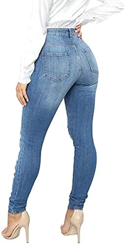 ג'ינס ג'ינס רזה לבן ג'ינס רזה קרוע קת נמתח ג'ינס נשים במצוקה לנשים המותניים המותניים ג'וניור